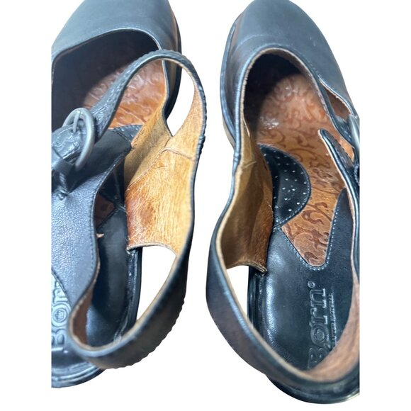 Born Women's Black Leather Heeled Sandals Size 8 - Picture 5 of 11